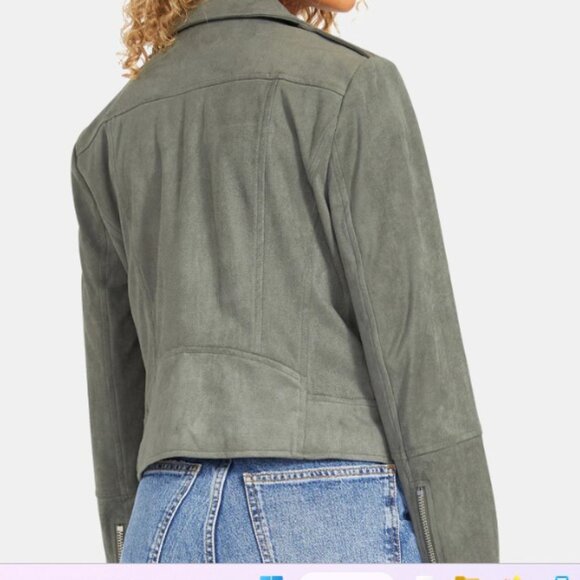 BB Dakota x Steve Madden Imitation Green Faux Suede Moto Jacket NWT Si… - Picture 3 of 16